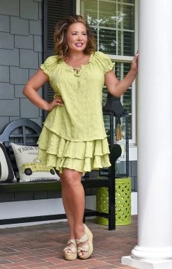 Davi & Dani - JS17064PER - 52722 Summer Skies Skirt - Lime BOTTOMS