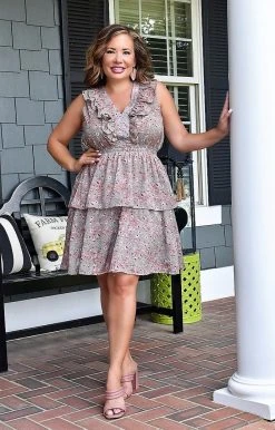 TCEC - CD02156 - 52622 DRESSES A Graceful Touch Floral Dress- Sage