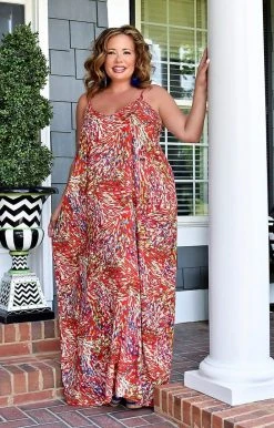 Heimish - ED6700-12 - 61322 DRESSES Back To Life Print Maxi Dress - Red