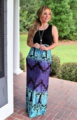 Heimish - SD1027-11 - 71622 DRESSES If I Were Yours Print Maxi Dress - Black/Multi