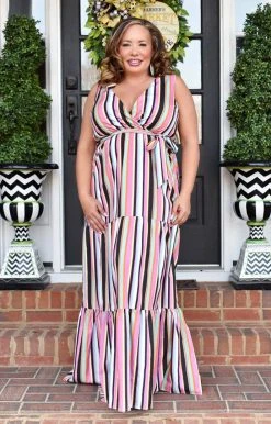 Main Strip - LD51513 - 2722 Go All Out Striped Maxi Dress - Multi DRESSES