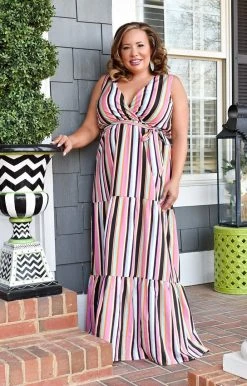 Main Strip - LD51513 - 2722 Go All Out Striped Maxi Dress - Multi DRESSES