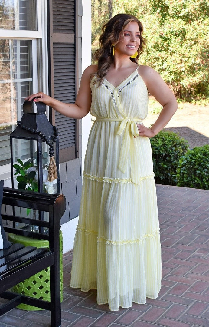 Flying Tomato - LD1028-PP - 21522 DRESSES I'm Extra Striped Maxi Dress - Yellow