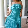 143 Story - IDM8099-PP - 6622 Call Me Again Maxi Dress - Aqua DRESSES