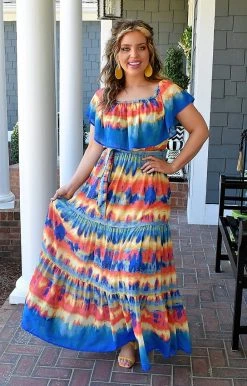 Flying Tomato - 18556-PP - 32122 Sunset Dreams Maxi Dress - Multi