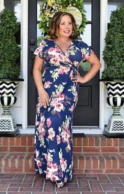 Chris & Carol - 211040D - 42822 So Into You Floral Maxi Dress - Navy