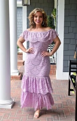 Davi & Dani - DD10565PER - 52922 Easy To Impress Lace Maxi Dress - Lavender DRESSES