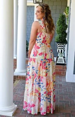 Flying Tomato - ID18662-PP - 32422 Expecting Perfection Floral Maxi Dress - Ivory/Multi