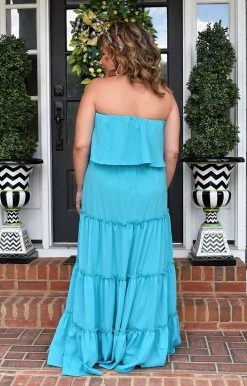 143 Story - IDM8099-PP - 6622 Call Me Again Maxi Dress - Aqua DRESSES