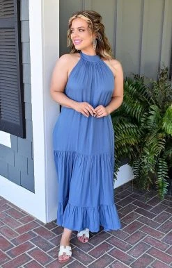 Heimish - BL-WD1073V - 32522 Delicate Touch Maxi Dress - Denim Blue DRESSES