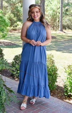 Heimish - BL-WD1073V - 32522 Delicate Touch Maxi Dress - Denim Blue DRESSES