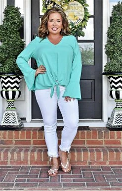 143 Story - TY3669 - 61022 TOPS Don't Get Tied Up Top - Dark Mint