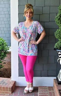 Sew In Love - VT11940-1329B - 5422 Summer Stories Print Top - Mint/Multi TOPS