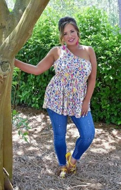 BE Stage - T11166 - 5822 Getting Ahead Print Top - Multi