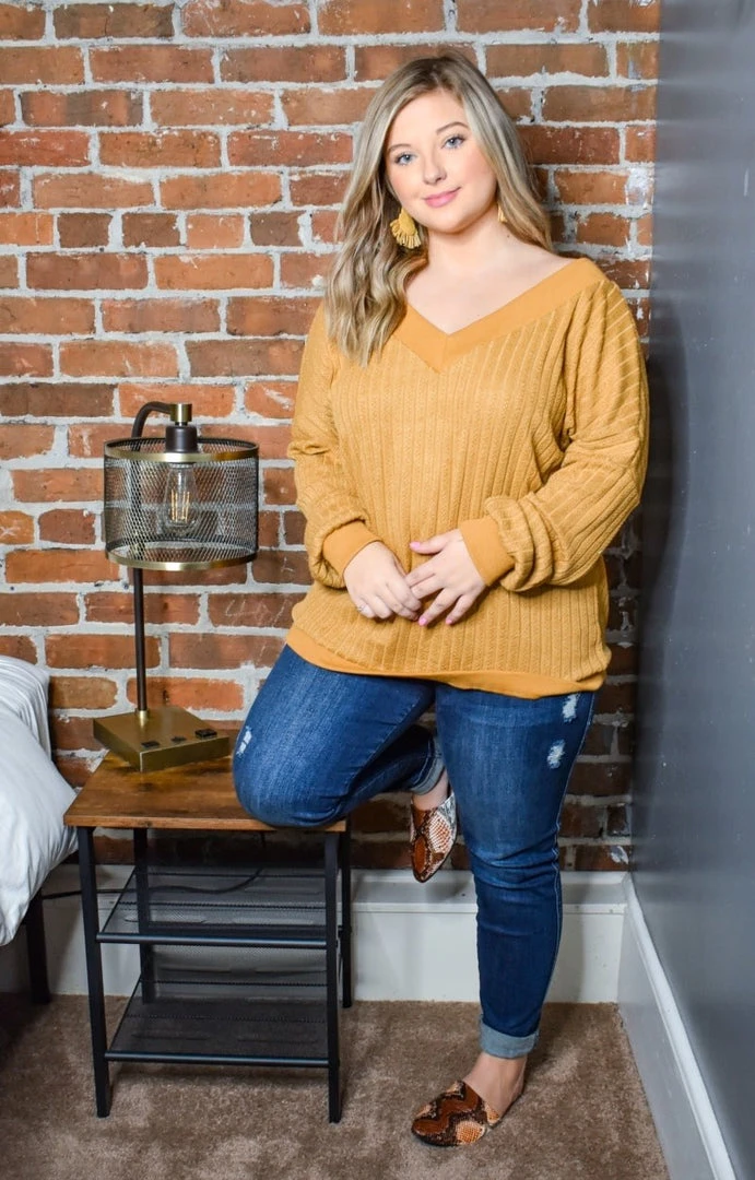 HeySon - HT1292PD - 113020 Burn It Up Oversized Sweater - Mustard