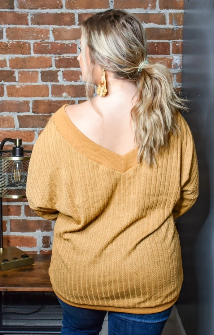 HeySon - HT1292PD - 113020 Burn It Up Oversized Sweater - Mustard