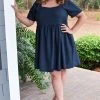 White Birch - D73183XL - 12322 DRESSES Most Of The Time Linen Dress - Navy