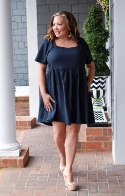 White Birch - D73183XL - 12322 DRESSES Most Of The Time Linen Dress - Navy