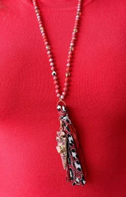 Your Fashion Wholesale - 11622 Hey Sister Leopard Necklace - Red Accessories
