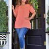 Heimish - BL-ST1879-11 - 4122 Happy To See You Top - Neon Coral TOPS