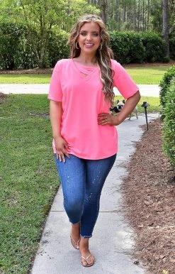 Heimish - BL-ST1879-11 - 42722 Happy To See You Top - Hot Pink TOPS