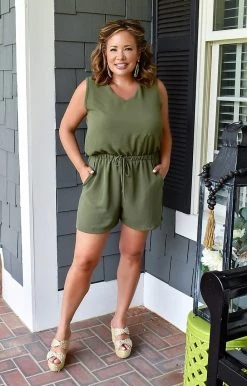 Vision - JP109 - 61622 She's Got The Look Romper - Olive