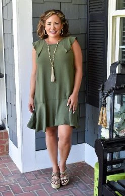 Vision - D993PP - 62122 DRESSES Unlikely Friends Dress - Olive