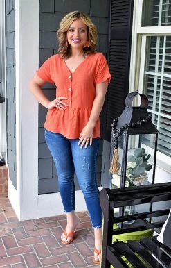 First Love - T11931 - 72022 TOPS Weekend Sun Top - Orange
