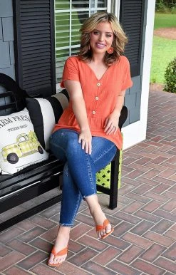 First Love - T11931 - 72022 TOPS Weekend Sun Top - Orange