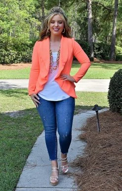 Heimish - SJ1206-10 - 62722 Everything You Need Blazer - Neon Coral TOPS