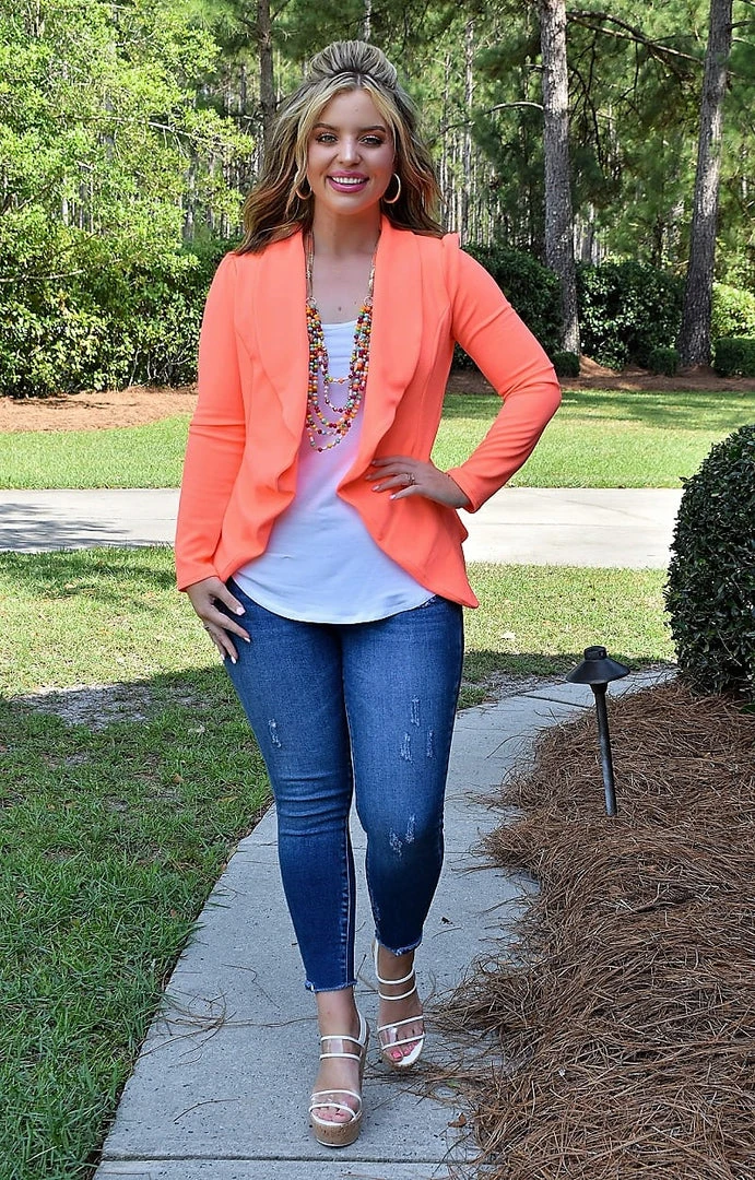 Heimish - SJ1206-10 - 62722 Everything You Need Blazer - Neon Coral TOPS