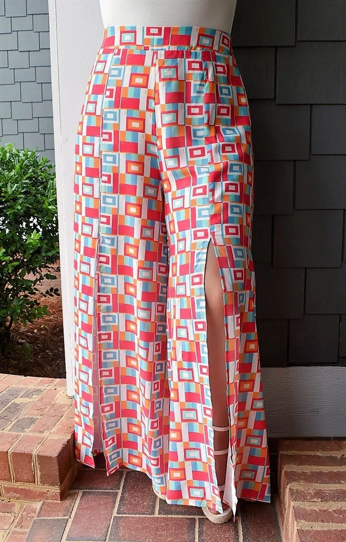 Davi & Dani - DD12232PER - 53022 Summer Energy Print Pants - Multi BOTTOMS