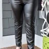Vision - P121PP - 12921 Figured It Out Faux Leather Leggings - Black BOTTOMS