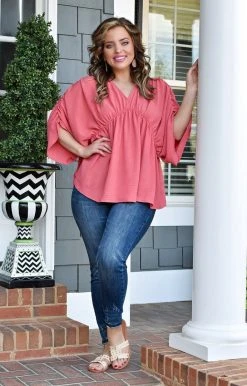 143 Story - TM7516A-PP - 2622 At My Best Top - Rose TOPS