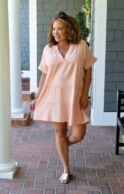 HeySon - ED5064PD - 51922 DRESSES Tell Me Everything Dress - Peach