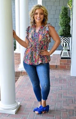 Hailey & Co - GST6681 - 7122 TOPS Daily Reminder Print Top - Multi