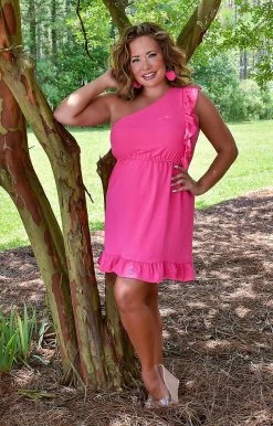 143 Story - DM8890 - 71522 DRESSES Only Good Days Dress - Hot Pink