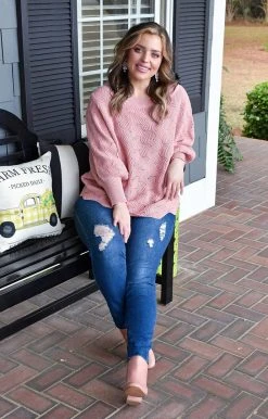 Andree - 15923-4 - 11722 TOPS Crush On You Oversized Sweater - Blush