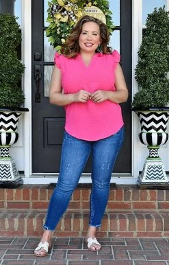 Staccato - 18610-PP - 3322 Delighted By You Swiss Dot Top - Fuchsia