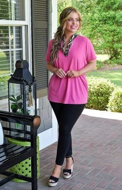 Heimish - BL-ST1997-10 - 5322 Just The Beginning Top - Hot Pink/Leopard TOPS