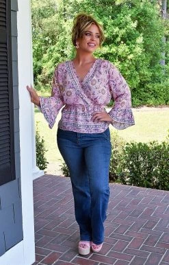 White Birch - T23564XL - 52222 By The Book Floral Top - Pink