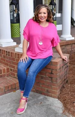 Heimish - BL-ST1011S - 2522 Forgive Me Not Top - Fuchsia TOPS