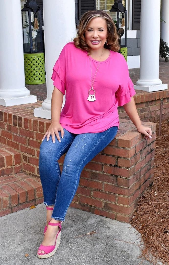 Heimish - BL-ST1011S - 2522 Forgive Me Not Top - Fuchsia TOPS