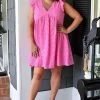 Andree - 93717 - 42722 Sweet And Sassy Eyelet Dress - Hot Pink