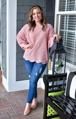 Andree - 15923-4 - 11722 TOPS Crush On You Oversized Sweater - Blush