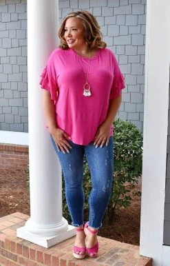 Heimish - BL-ST1011S - 2522 Forgive Me Not Top - Fuchsia TOPS