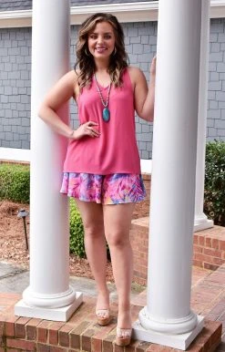 Adrienne - 1810TP - 2922 BOTTOMS Under The Palms Print Shorts - Multi