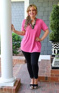 Heimish - BL-ST1997-10 - 5322 Just The Beginning Top - Hot Pink/Leopard TOPS