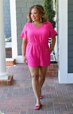 First Love - J10315 - 51222 Summer Babe Romper - Hot Pink