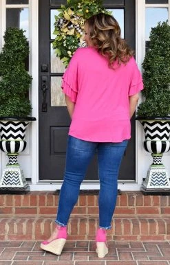 Heimish - BL-ST1011S - 2522 Forgive Me Not Top - Fuchsia TOPS